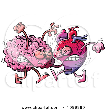 Clipart Human Heart Fighting With A Brain   Royalty Free Vector