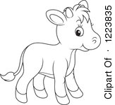 Clipart Of A Cute Baby Calf Cow   Royalty Free Vector Illustration