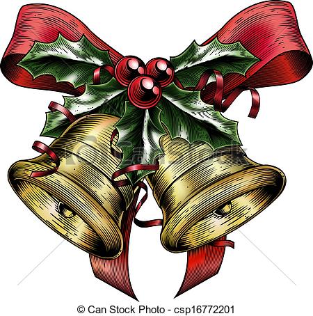 Clipart Of Vintage Etching Christmas Holly Bow   A Vintage Christmas