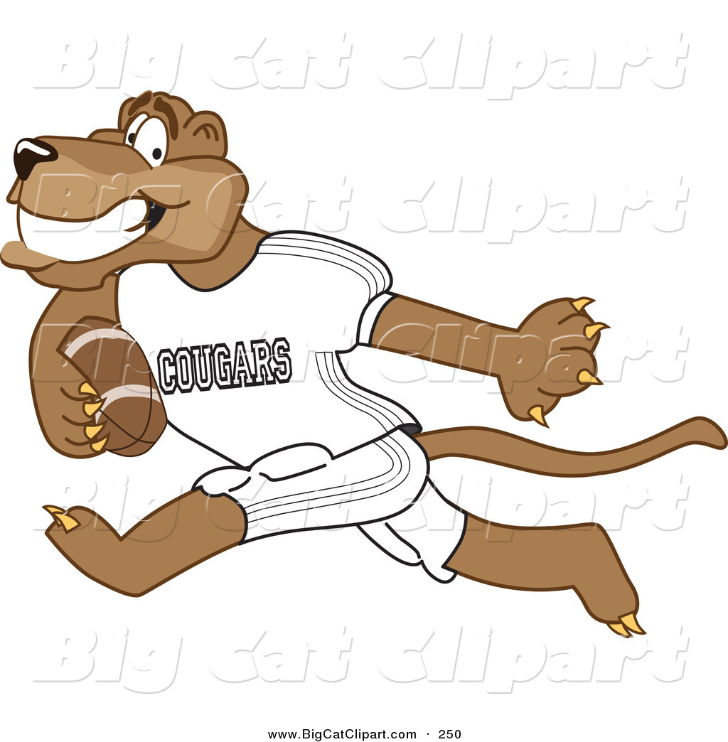 Cougar Football Clip Art Big Cat Cartoon Vector Clipart Of A Grinning
