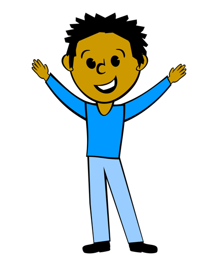 Guy In Blue With Arms Lifted   Free Clip Art