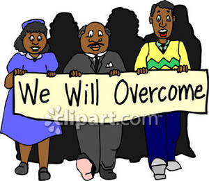Holding We Will Overcome Banner Royalty Free Clipart Picture