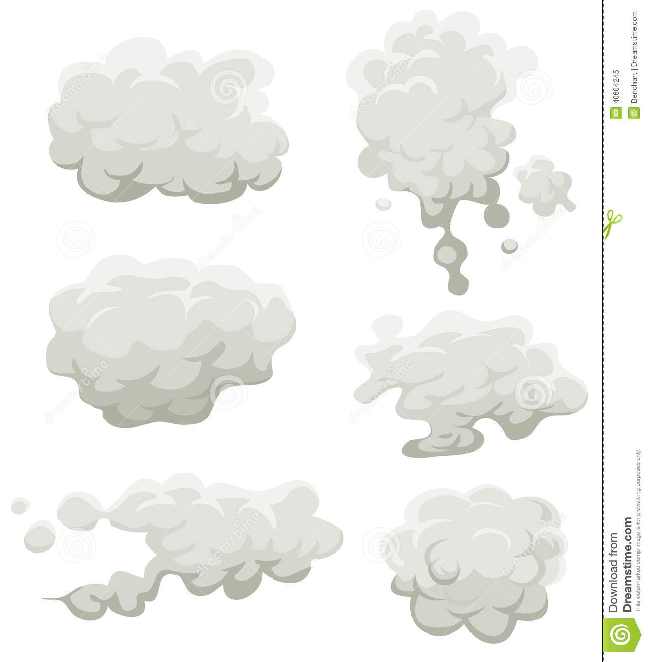 Illustration Of A Set Of Cartoon Clouds Smoke Patterns And Fog Icons