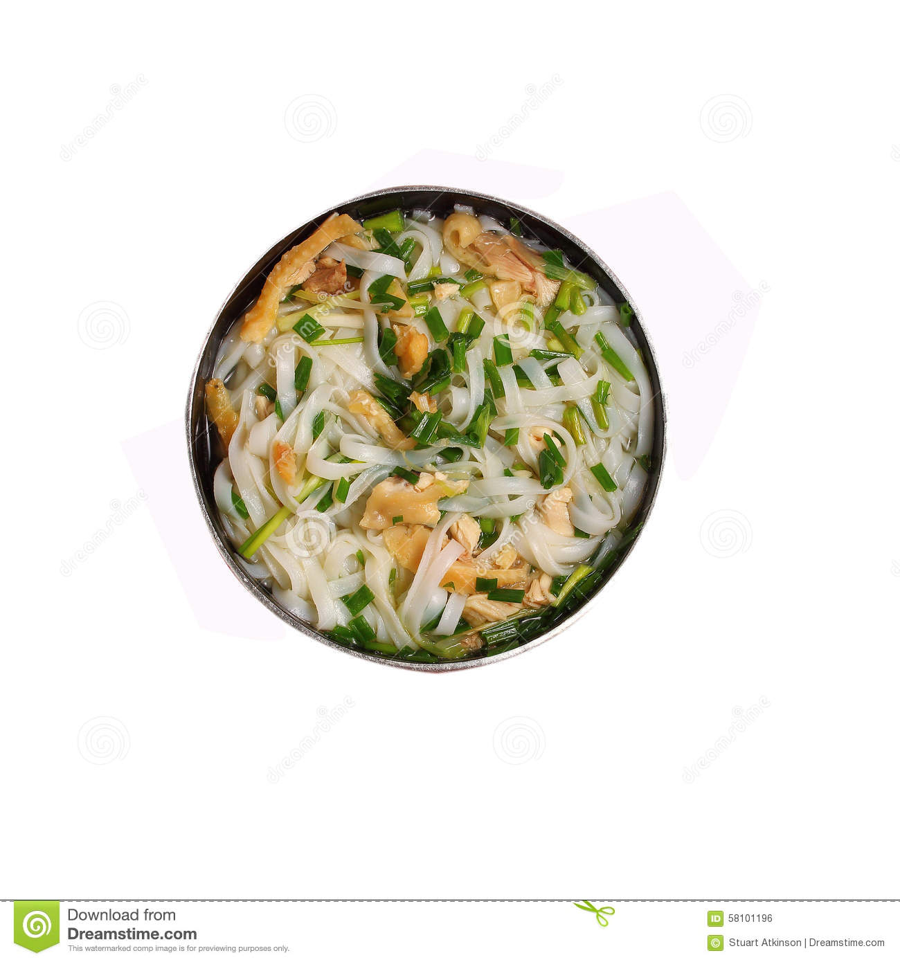 Isolated Hanoi Pho Chicken Noodle Soup On White