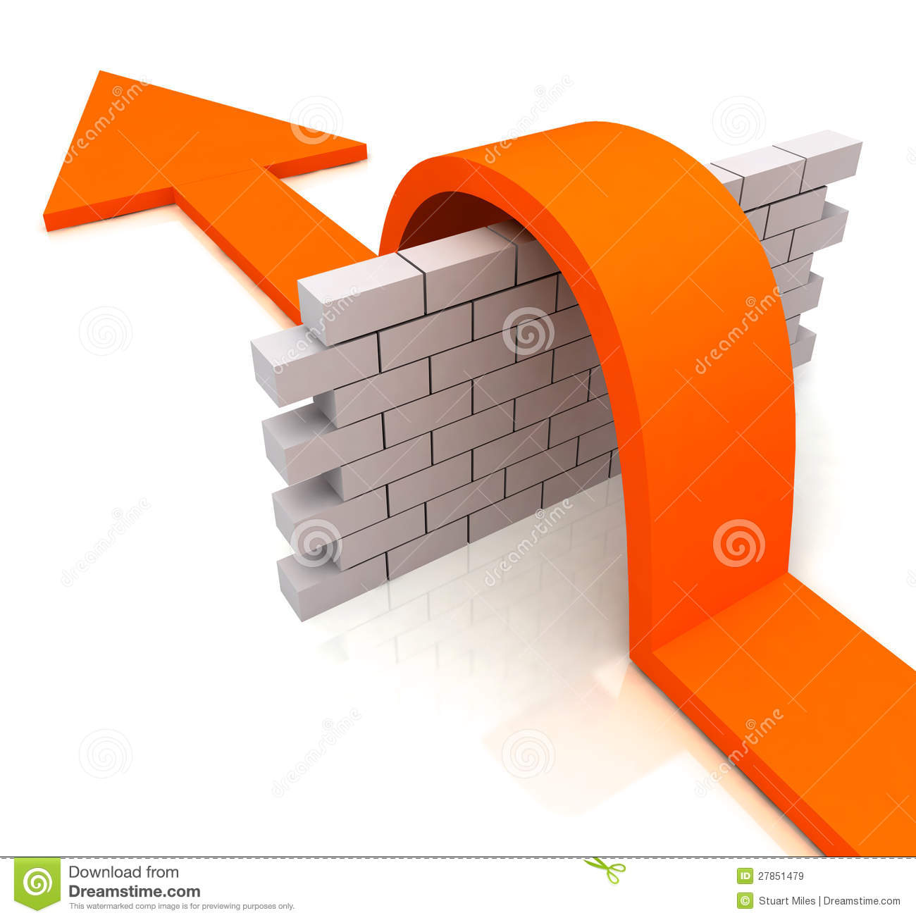 Orange Arrow Over Wall Means Overcome Obstacles Royalty Free Stock    