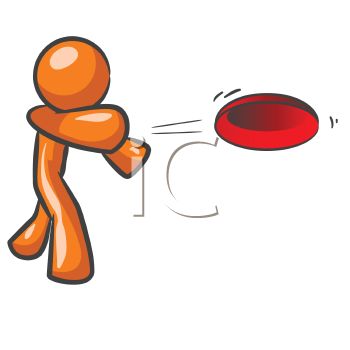 Orange Man Character Throwing Frisbee Royalty Free Clip Art