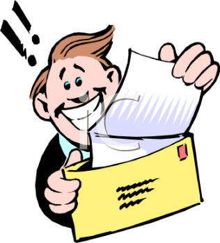 Royalty Free Clip Art Image  Happy Guy Getting A Letter With Good News