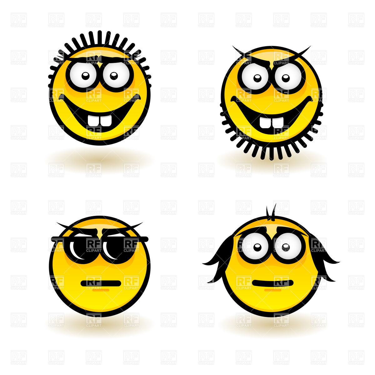 Smiley Face Icons With Emotions   Earnest And Mad 7754 Icons And    