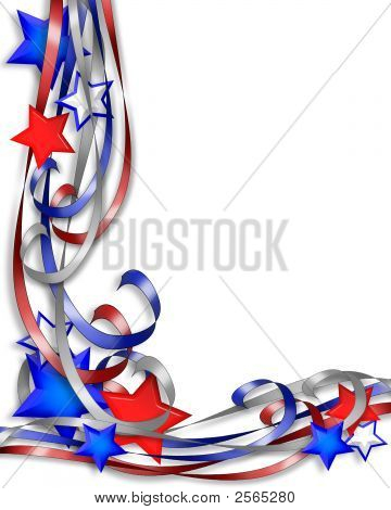 Stars And Ribbons For Patriotic Background Border Or Corner Design
