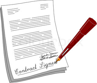 Vector Of  Contract Clipart Illustration