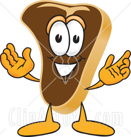 16894 Clipart Picture Of A Meat Beef Steak Mascot Cartoon Character