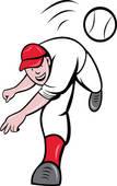 Baseball Player Pitcher Throwing Ball   Clipart Graphic