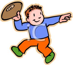 Boy Preparing To Throw A Football   Royalty Free Clipart Picture