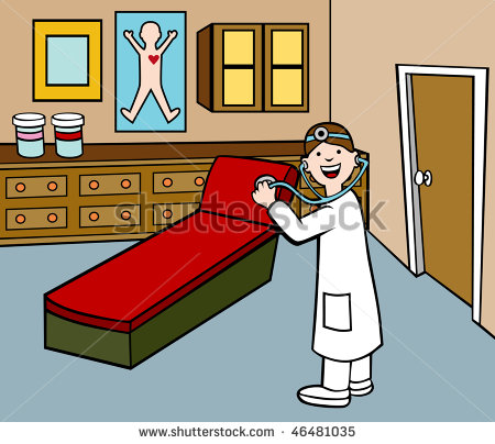 Cartoon Of A Doctor In The Exam Room  Stock Vector Illustration