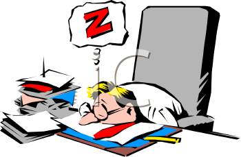 Cartoon Of A Man Sleeping At His Desk   Royalty Free Clip Art