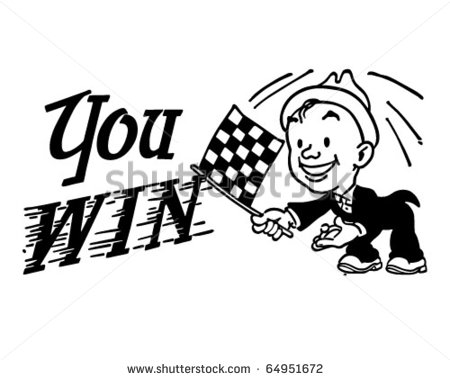 Checkered Flag You Win   Retro Clipart Illustration   Stock Vector