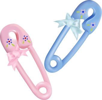 Clip Art Of Pink And Blue Baby Safety Pin Diaper Pins