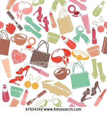 Colorful Pattern With Woman S Things  Fotosearch   Search Clipart    