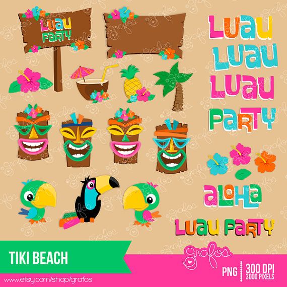 Cute Tiki Clip Art Tiki Beach Digital Clipart