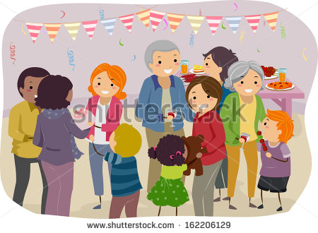 Family Mingling With The Visitors Of A Family Gathering   Stock Vector