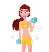 Fitness Woman Isolated On White  Vector Illustration    Clipart