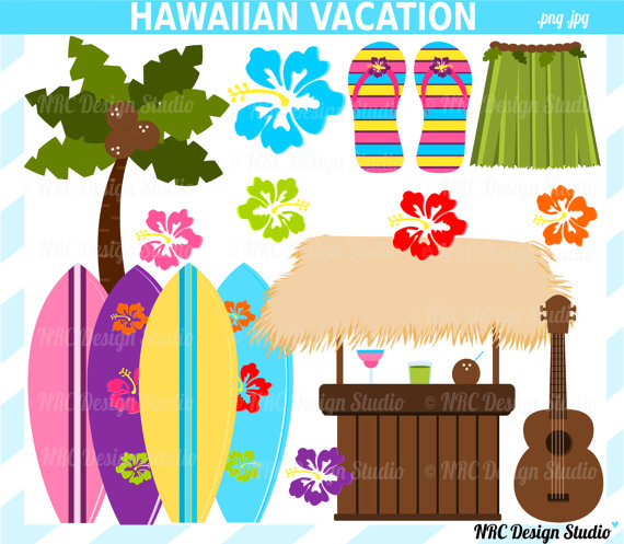 Hawaii Clip Art   Hawaiian Beach Vacation Clip Art   Cute Beach Tiki
