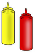 Ketchup And Mustard Squeeze Bottles   Royalty Free Clip Art