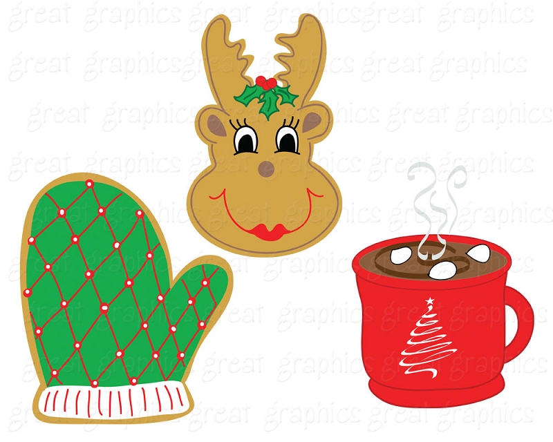 Paper Clip Art Christmas Digital Printable Christmas Cookie Clip Art