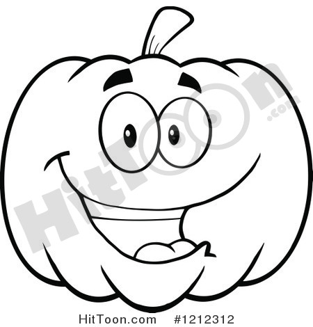Pumpkin Clipart  1212312  Outlined Happy Smiling Halloween Pumpkin By