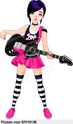 Rock Star Girl Playing Guitar Stock Photo