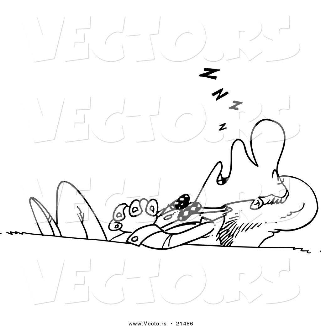 Sleeping At His Desk Outlined Coloring Page Cartoon Sleeping
