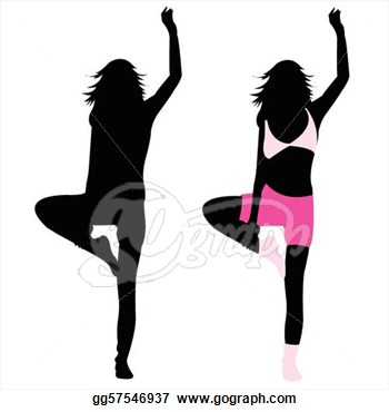 Vector Clipart   Silhouette Girl Fitness Dance Exercise Jumping