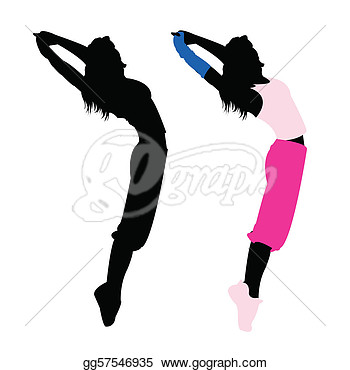 Vector Clipart   Silhouette Girl Fitness Dance  Vector Illustration