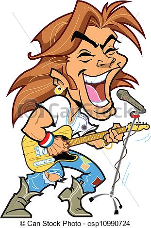 Vector Illustration Of Rock Star   Cool Rock Star With Microphone