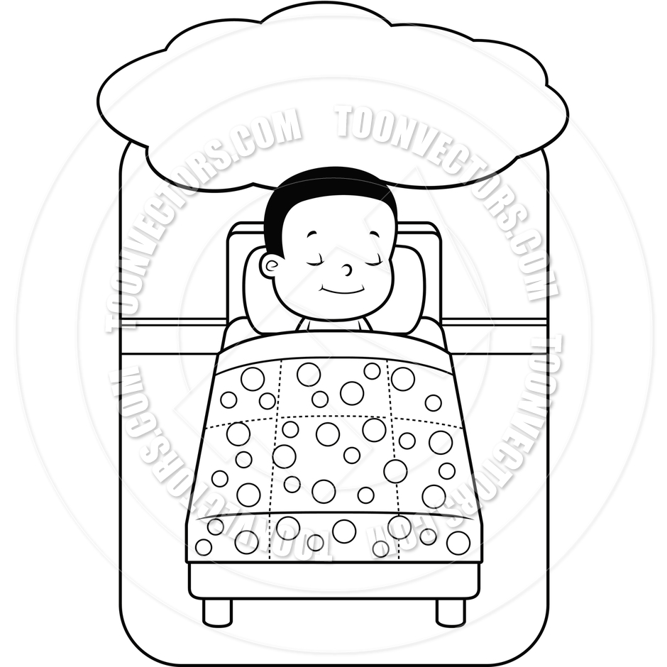 Boy Dreaming  Black And White Line Art  By Cory Thoman   Toon Vectors