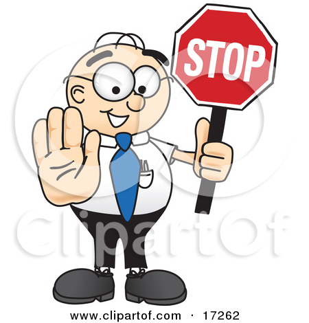 Business Man Mascot Cartoon Character Holding A Stop Sign By Toons4biz