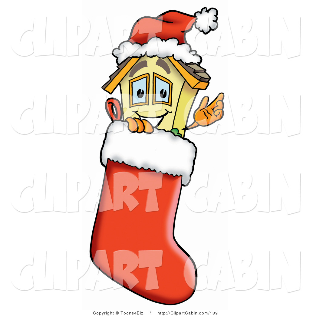 Cartoon Clip Art Of A Festive House Mascot Character Wearing