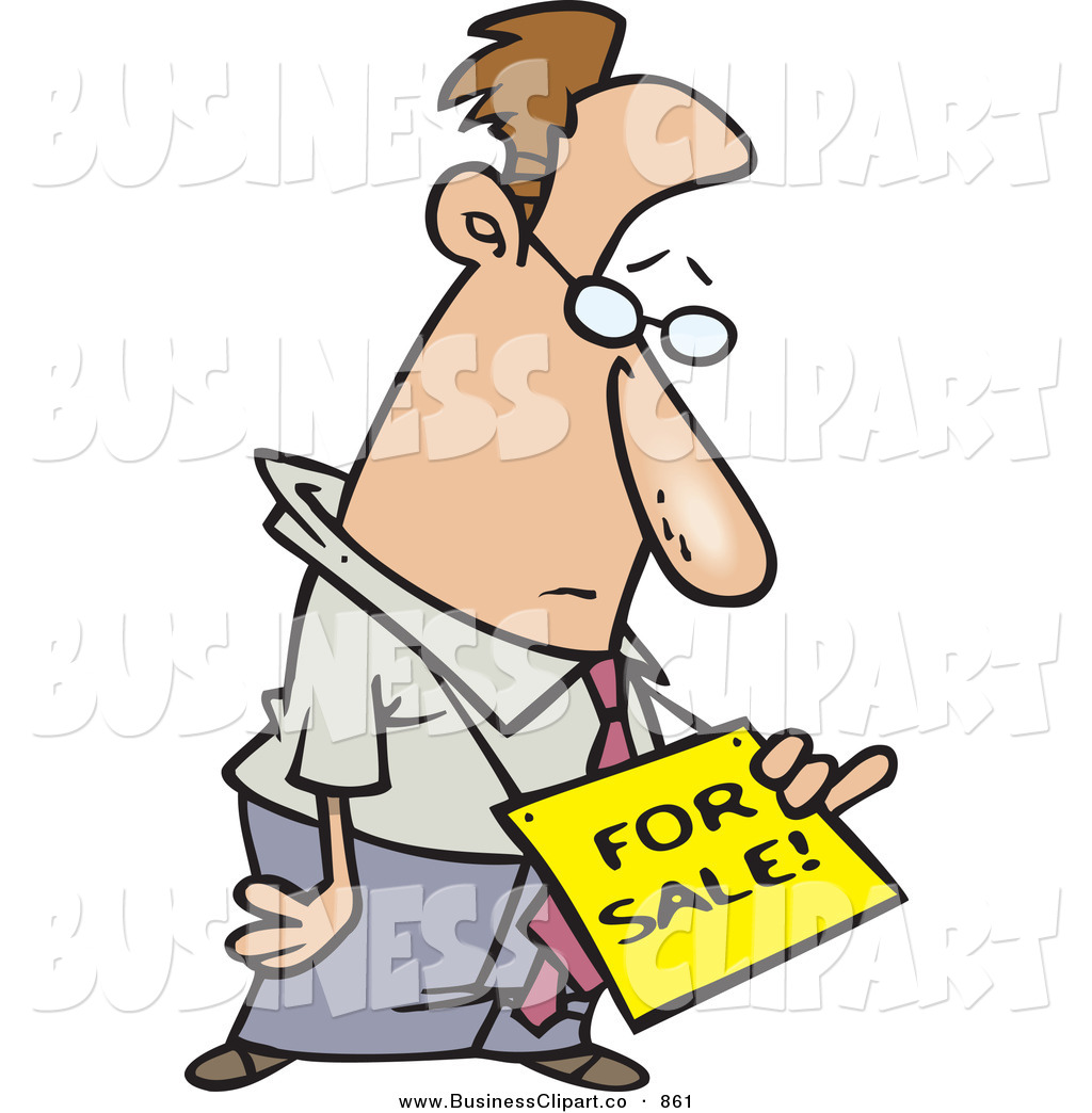 Cartoon Vector Clip Art Of A Depressed Business Man Wearing A For Sale