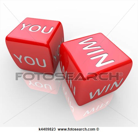 Drawing   You Win   Words On Red Dice  Fotosearch   Search Clipart
