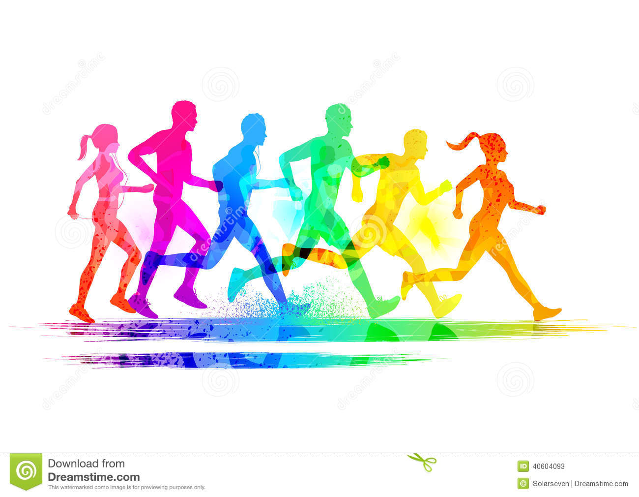 Group Of Runners Men And Women Running To Keep Fit  Vector
