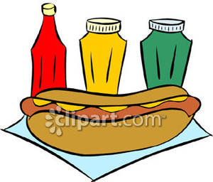 Hot Dog With Condiments   Royalty Free Clipart Picture