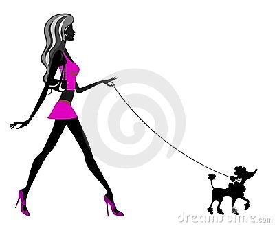 Illustration Of Beautiful Confident Girl Walkinga Poodle Isolated On