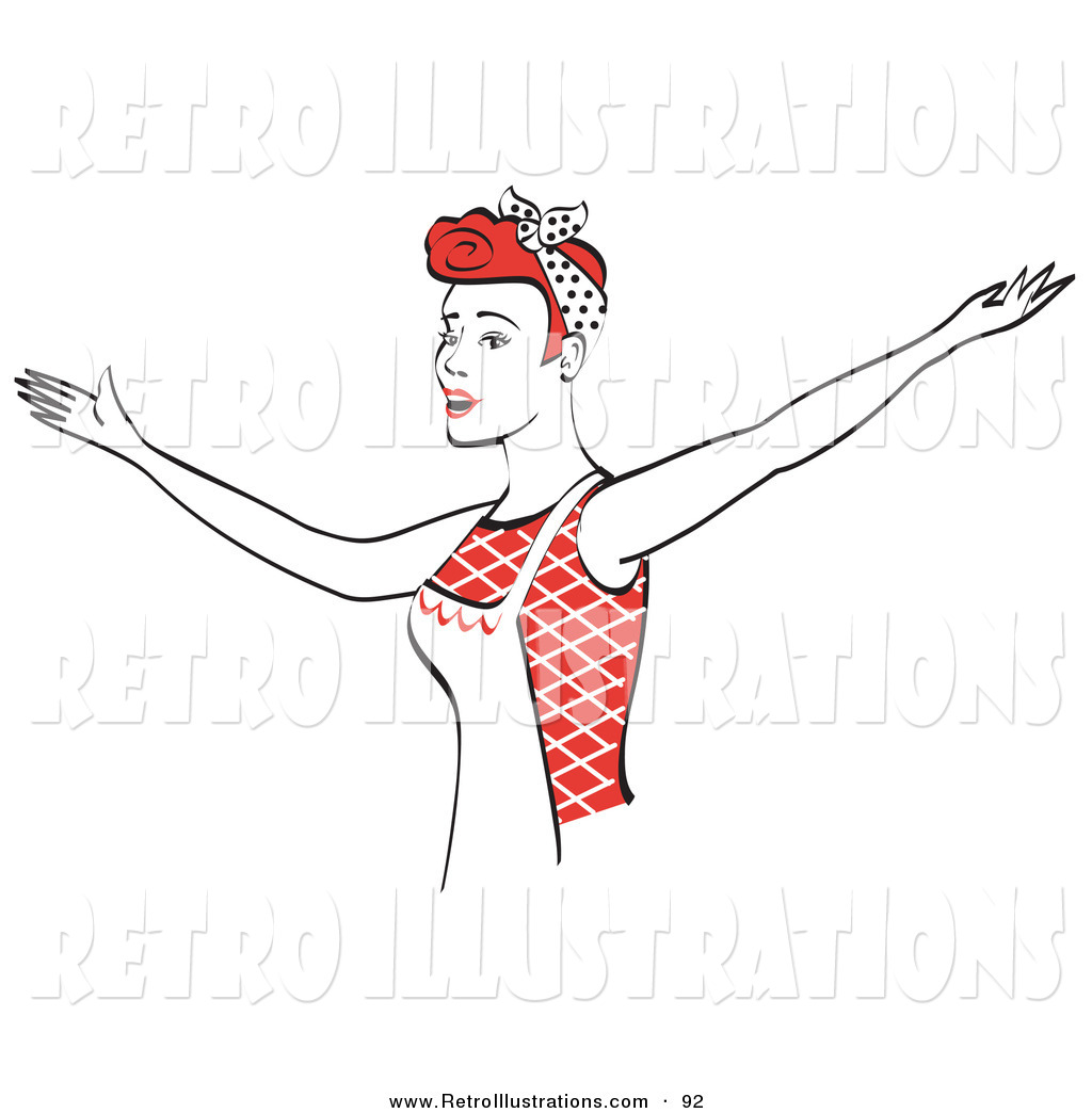 Larger Preview  Retro Illustration Of A Red Haired Housewife Or Maid
