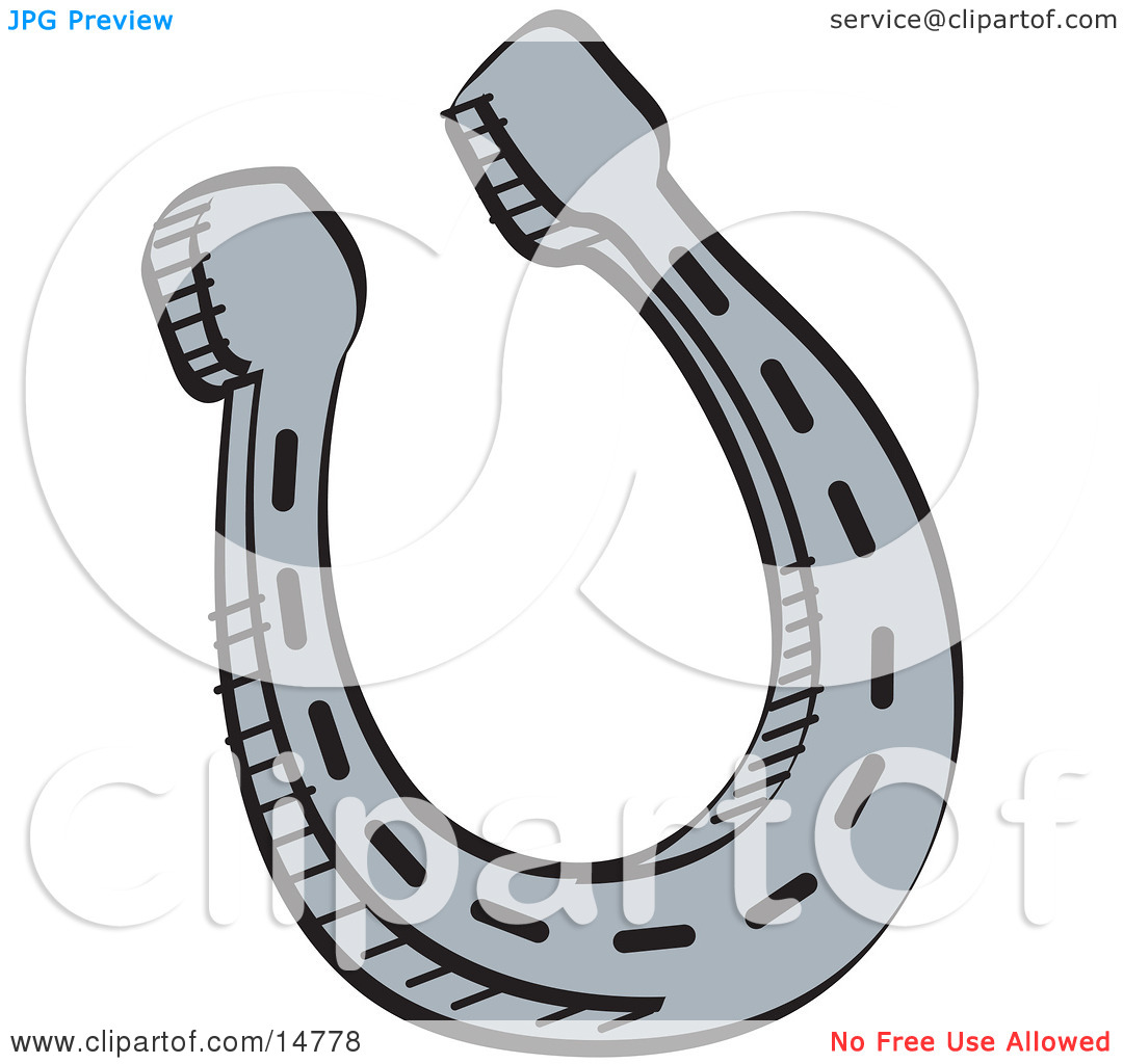 Metal Lucky Horseshoe Over A White Background Clipart Illustration By