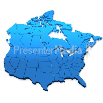 North America Blue Map Presentation Clipart