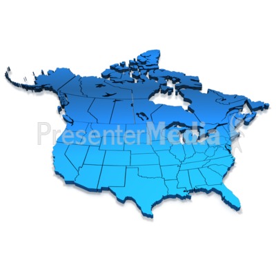 North America Blue Map   Presentation Clipart   Great Clipart For