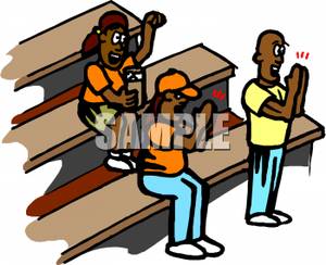     People Sitting On Bleachers And Clapping   Royalty Free Clipart