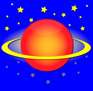 Planet Clipart Image   Alien Cartoon Planet With Rings Around It In