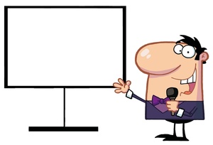 Presentation Clipart Image   Man With Microphone Giving Presentation