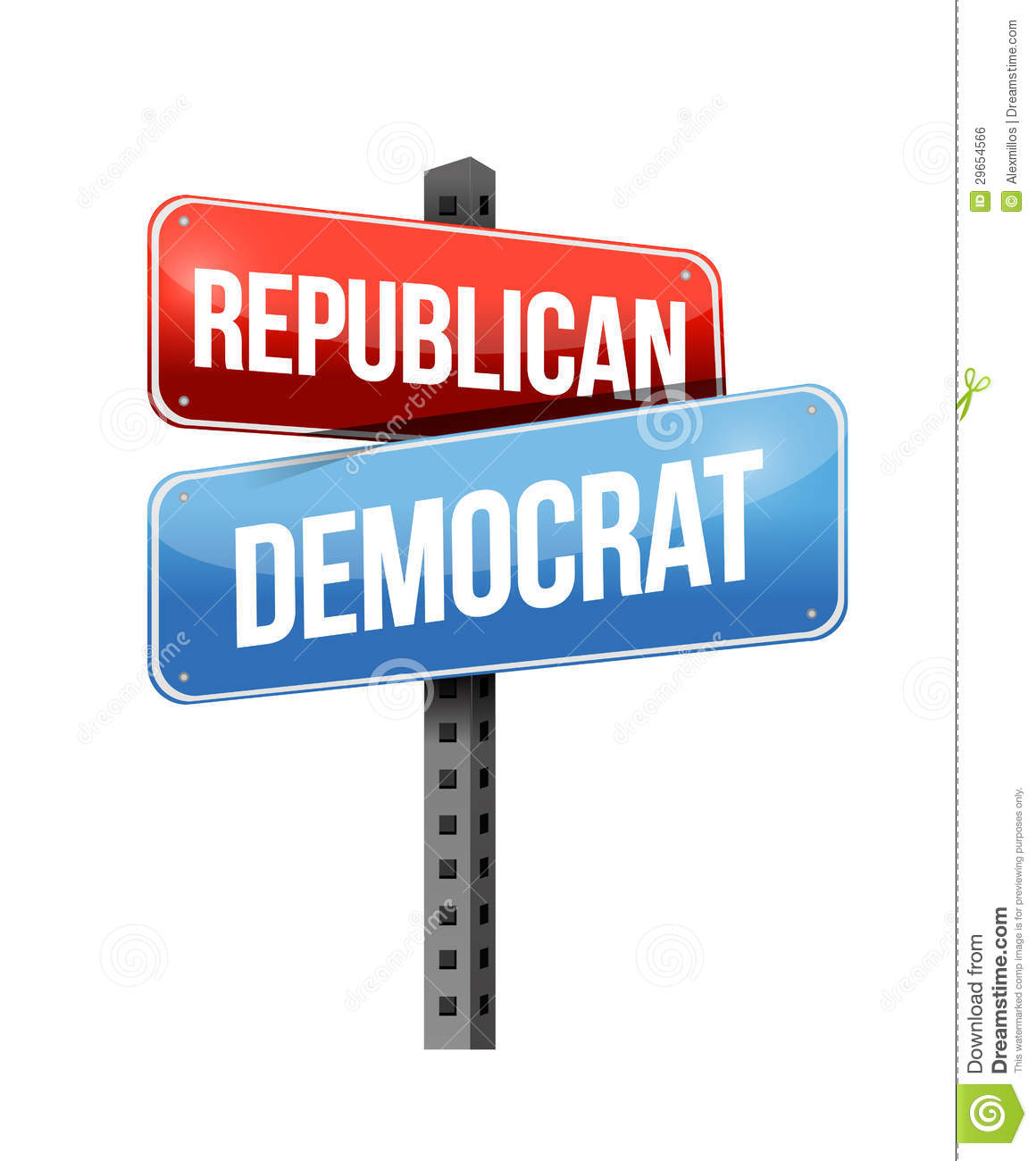 Republican Democrat Illustration Design Over A White Background